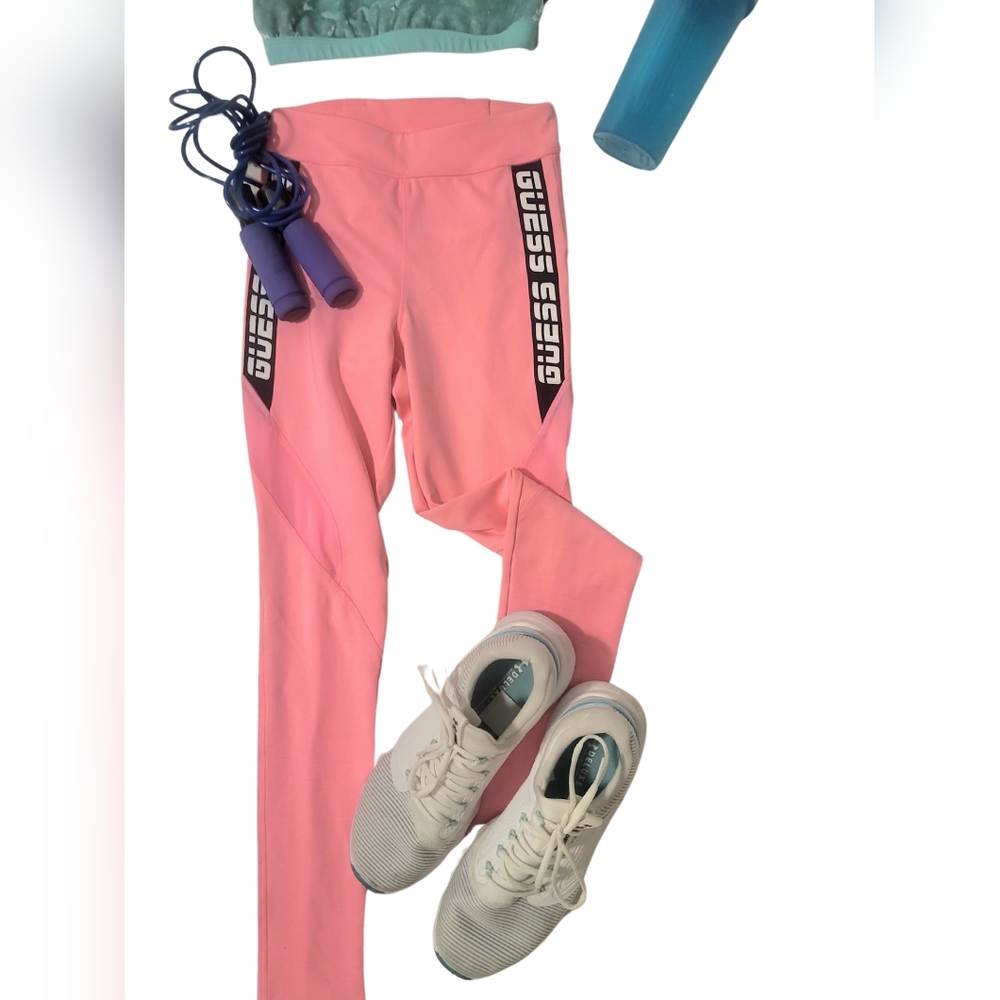 Guess Pink Leggings with Sporty Stripe Design